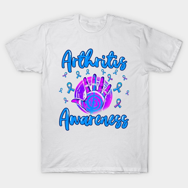 Arthritis Awareness and Rheumatoid Arthritis Ribbons Support T-Shirt by SoCoolDesigns